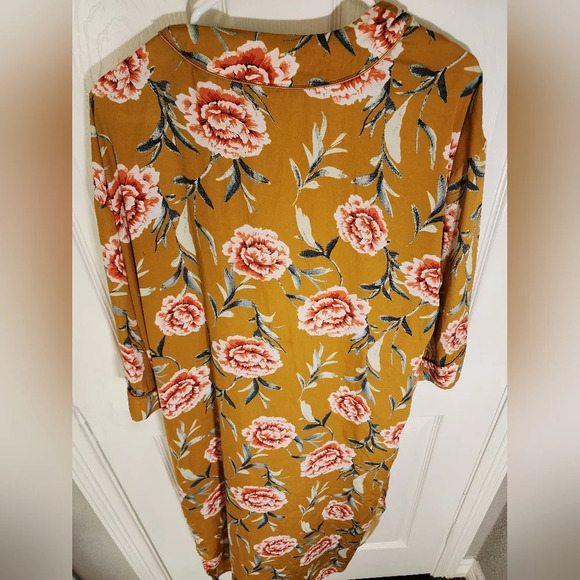 Bleuh Ciel Yellow Floral Vintage Style Kimono Large - Picture 8 of 11